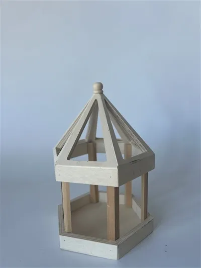 Maison d'oiseau en bois hexagone