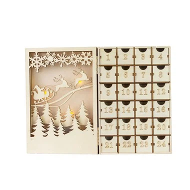 Calendrier de l'Avent de Noël inachevé en bois